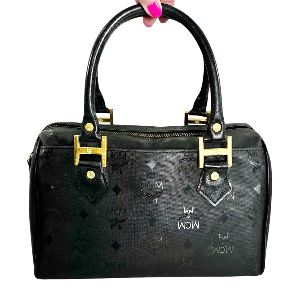 FINAL $DROP⬇️ 🖤Vintage MCM PVC Visetos Boston Bag - Picture 2 of 15